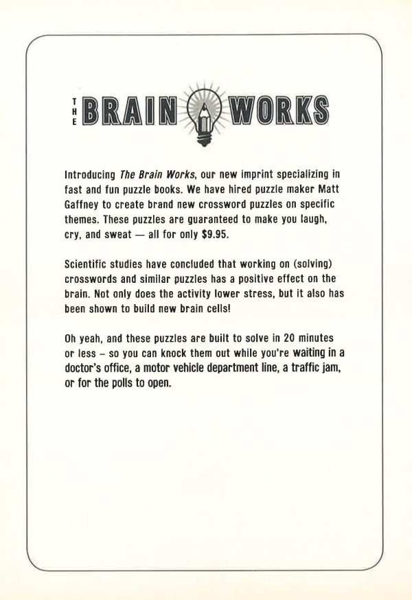 The Brain Works: 20-Minute While-You Wait Crossword Puzzles Discount